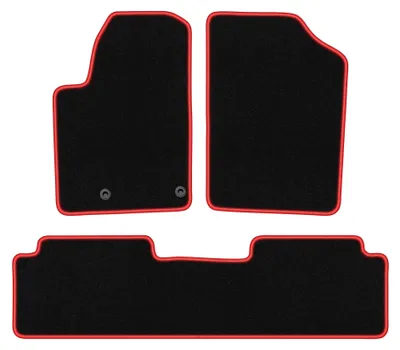 Obrázok produktu pre Velúrové autokoberce pre: Citroen Berlingo I 1996-2010 (kombivan/multispace) – sada 4 ks, čierno-červené, na mieru – Wielganizator CARLUX