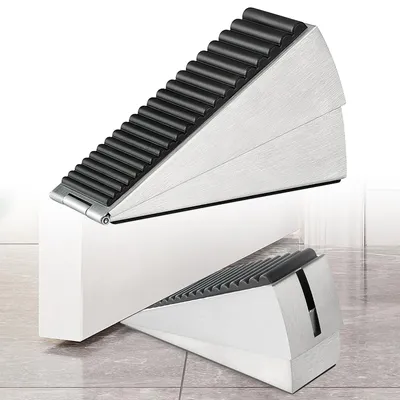 Image de Butée de porte cale de porte - Caoutchouc - Acier inoxydable - 7,6 cm de haut - Antidérapante