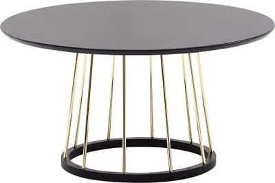 Produktbild von WOHNLING Couchtisch Rund 80x80x42 cm Schwarz Gold Sofatisch Metall Modern Runder Wohnzimmertisch Salontisch Tisch Wohnzimmer Groß Kaffeetisch