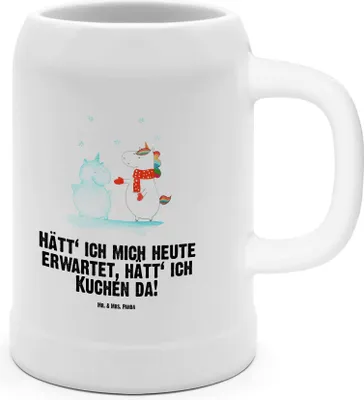 Produktbild von Mr. & Mrs. Panda Krug Einhorn Schneemann - Weiß - Geschenk, Winter, Tonkrug, Mütze, Deko, Kuchen, Seidel, Schnee, Humpen, Steinkrug, Weihnachten, Bierbecher