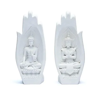 Produktbild von Namaste Mudra Hände mit Buddhas Weiß – 11x21cm