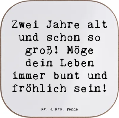 Produktbild von Mr. & Mrs. Panda unterleger Spruch 2. Geburtstag - Weiß - Geschenk, Happy Birthday, Meilenstein feiern, Coaster, Untersetzer Glas, Tischuntersetzer, gläseruntersetzer