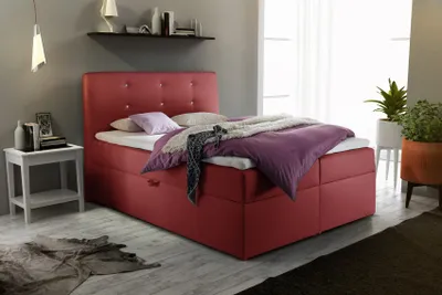 Produktbild von Boxspringbett Schlafzimmerbett MONZA Kunstleder Rot 140x200 cm