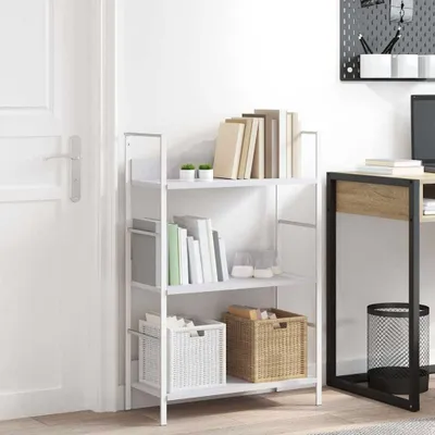 Produktbild von vidaXL Bücherregal 3 Regalböden Weiß 60×27,6×90,5 cm Holzwerkstoff