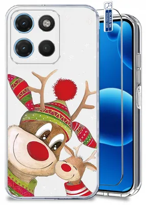 Immagine prodotto di Custodia per Motorola G15 | G17 | Power – Motivi natalizi, custodia rinforzata e trasparente in vetro