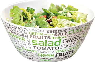 Produktbild von Obst- und Salatschüssel aus Kunststoff, Durchmesser 25 cm, Höhe 11 cm, Motivbeschriftung