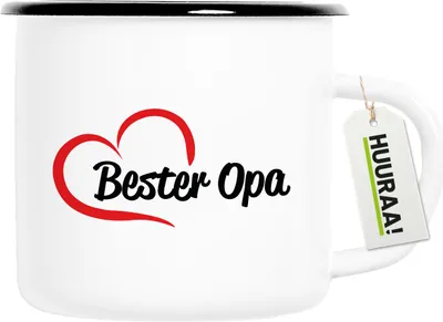 Produktbild von Huuraa Emaille Tasse Bester Opa Herz 300ml Vintage Campingbecher Geschenkidee