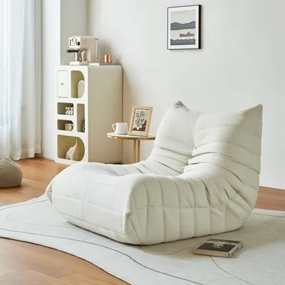 Produktbild von Einzel Sofa Chillsessel Fauler Sofastuhl,mit hocker,Beige
