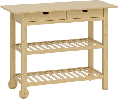 Produktbild von Küchenwagen Servierwagen - Rollwagen Auf Rädern - Holz 100x43x75 cm - 2 Schubladen - 2 Ablagen - Kiefer