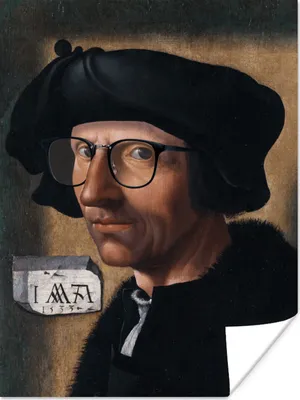 Produktbild von MuchoWow® Poster Selbstporträt - Jacob Cornelisz van Oostsanen - Brille 90x120 cm - Wohnzimmer