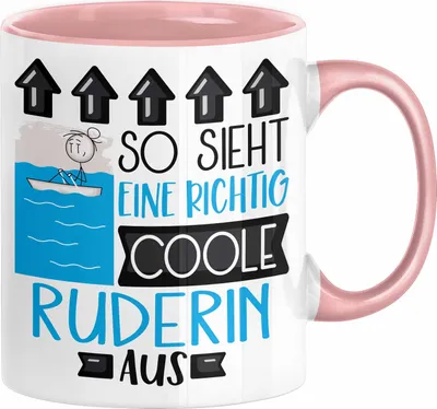 Produktbild von Ruderin Geschenk Tasse Geschenkidee für Ruderin Geburtstag Weihnachten Spruch So Sieht Eine Richtig Coole Ruderin Aus Kaffee-Becher  (Rosa)