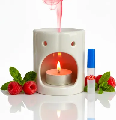 Produktbild von SCENTFUME Keramik Duftlampe Set mit 2ml Duftöl & Teelicht – Aromatherapie