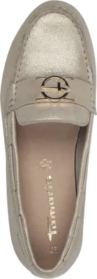 Produktbild von Tamaris Damen Slipper Leder Mokassin sportlich Zierspange 1-24630-44, Größe:41 EU, Farbe:Beige