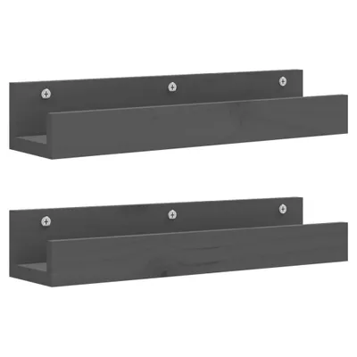 Obrázek produktu pro vidaXL Nástěnné police 2 ks. Šedé 50x12x9 cm z masivního borovicového dřeva