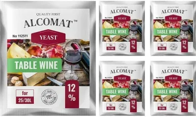 Produktbild von Alcomat Table Wein Wine Yeast HAT Gärhefe Wein Weinhefe auf 25 bis 30 Liter Tafelwein Gärung bis 12% 5 Stück
