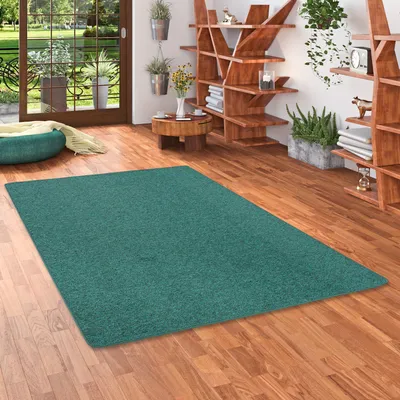 Produktbild von Feinschlingen Velours Teppich Strong Petrol, Größe:270x400 cm