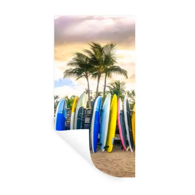 Produktbild von MuchoWow® Wandtattoo Wandsticker Wandaufkleber Surfbretter 80x160 cm Selbstklebend und Repositionierbar - Sticker - Dekorfolie