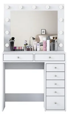 Image de Coiffeuse Table de maquillage en Bois MDF blanc - L 90 × P 44,5 × H 153,4 cm