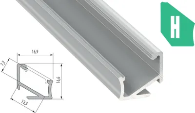 Produktbild von LED Aluminium Eckprofil PD-H 1 Meter Aluprofil Leiste Silber eloxiert für 12mm LED Streifen milchige Abdeckung inkl. Endkappen