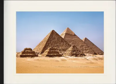 Produktbild von Egypt Zarámovaný obraz s paspartou | Nástenné umenie | V ráme - Pyramídy v Gíze (60 x 80 cm)