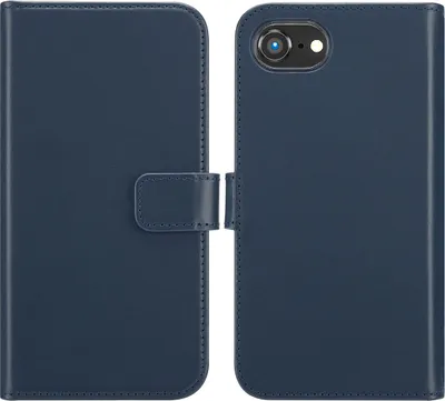 Immagine prodotto di Selencia Custodia a libro in vera pelle per iPhone 16e - Blu