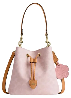 Zdjęcie produktu dla Damska torba typu bucket Coach Rowan, wykonana z materiału Signature Canvas, w kolorze różowym