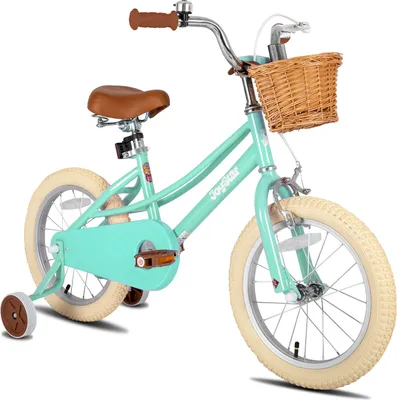Produktbild von JOYSTAR 12/14/16/18/20 Mädchenfahrrad für 2-13 Jahre alte Kinder, 12" 14" 16" Kinderfahrrad mit Stützrädern & Korb, 20 Zoll mit Ständer, Minzgrün
