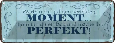 Produktbild von vianmo Blechschild 10x27 cm Warte nicht auf perfketen Moment Spruch Zitat