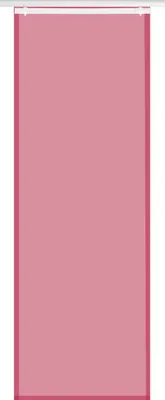 A pink fabric panel, likely a curtain, is shown hanging from a white rod.