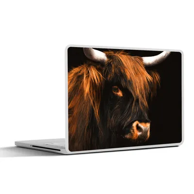 Produktbild von MuchoWow® Laptop Aufkleber Sticker Cover Schottischer Highlander - Schwarz - Kuh - Horn - Tiere 40x30 cm - Laptop Dekoration - Selbstklebend