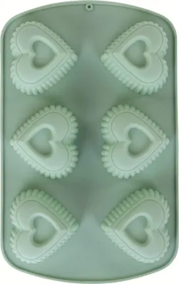 Obrázek produktu pro Zelená silikonová forma na muffiny, cukroví, srdcový vzor