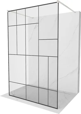 Produktbild von Mexen Kioto Freistehende Duschwand 120 x 200 cm, schwarzes Muster 8 mm, gebürstetes Nickel - 800-120-002-97-78