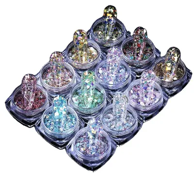 Image de Paillettes pour ongles, paillettes holographiques, lot de 12, lot DJ01-12