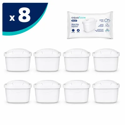 Produktbild von AquaFloow 8x Wasserfilterkartuschen – Ersatzfilter für BRITA MAXTRA+, kompatibel mit BRITA MAXTRA PRO All-in-1 Filterkannen