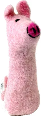 Produktbild von Handgemachte Fingerpuppe aus Filz - Schwein, Pink, Wolle, 10*4*4 cm, Deko aus Filz