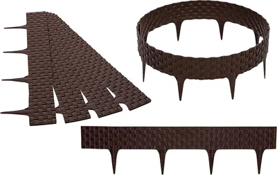 Image de GARDENIX Bordure de parterre en rotin 3,2 m Bordure de parterre Bordure de pelouse Palissade de jardin Clôture de parterre – Marron