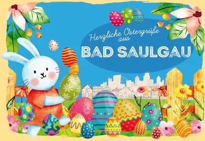 Produktbild von vianmo Holzschild 20x30 cm Ostergrüße BAD SAULGAU Ostern