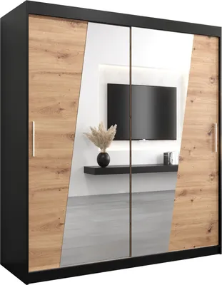 Produktbild von Kleiderschrank, Schiebetürenschrank Schlafzimmer, Schrank mit Spiegel RHOMB 180 cm