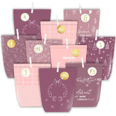 Produktbild von Adventskalender zum Befüllen - 24 Papiertüten mit Zahlenaufklebern - Zum Selber Basteln