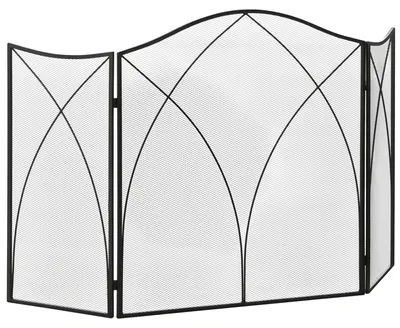 Productafbeelding van Haardscherm voor open haarden, drievoudig opvouwbaar, metalen structuur, gecoat, 108x2x76 cm, zwart