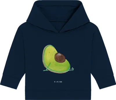 Produktbild von Mr. & Mrs. Panda Organic Baby Hoodie Avocado Schwangerschaft 12. - 18. Monat - French Navy - Geschenk, Liebe, Kapuzensweatshirt, Kapuzenshirt, Babyparty