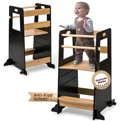 Produktbild von Baby Vivo Lernturm aus Holz höhenverstellbar - Noah in Schwarz