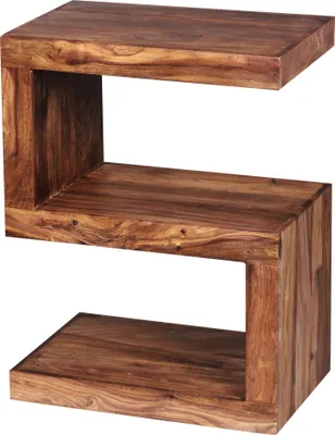 Produktbild von Beistelltisch MUMBAI Massivholz Sheesham S Cube 60cm hoch Wohnzimmer-Tisch Design braun Landhaus-Stil Couchtisch
