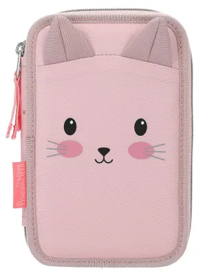 Produktbild von Depesche 14033 Princess Mimi - Gefüllte 2-Fach Federtasche in Rosa, mit Katzen Motiv und Katzenohren, Federmappe mit Buntstiften, Schere, Schablone UVM.