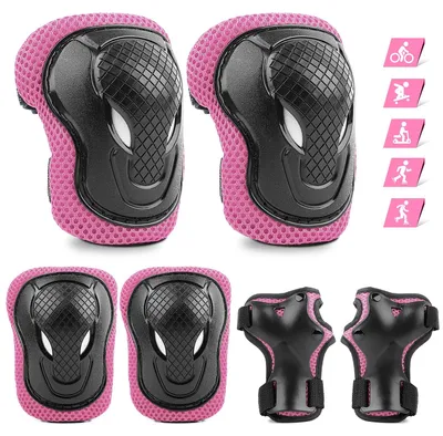 Image de Set de protections enfant - Protège-genoux et protège-coudes - 6 pièces - Patins à roulettes, trottinette et vélo