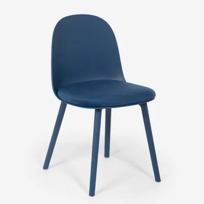 Produktbild von Stuhl mit Samt-Kissen für Küche Wohnzimmer Restaurant Esszimmer Florya - Blau
