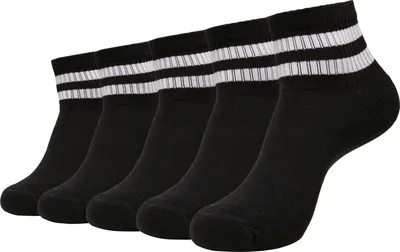 Image de Urban Classics TB4644 | Sporty Half Cuff Logo Socks 5-Pack Chaussettes - Couleur : Black - Taille : 35-38