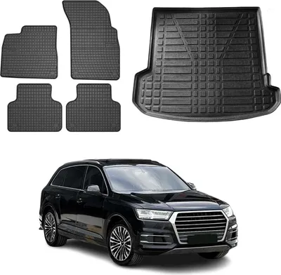 Immagine prodotto di Fußmatten & Kofferraumwanne Set für Audi Q7 4M 2015-2025 Gummi Schwarz TPE 5x
