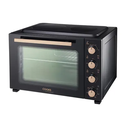 Produktbild von 48L Mini-Ofen mit 2 Keramik-Kochfeldern – Elektrischer Multifunktions-Tischherd | Schwarz/Kupfer