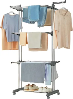 Produktbild von 4-stöckiger Wäscheständer – Wäscheständer – faltbar – Stahl – 63,5 x 128 x 173 cm